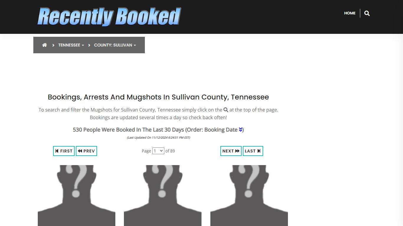 Bookings, Arrests and Mugshots in Sullivan County, Tennessee