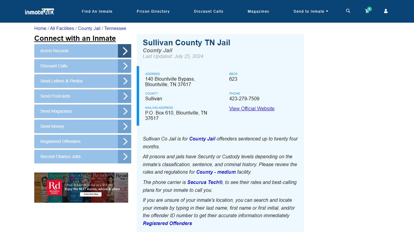 Sullivan County TN Jail - Inmate Locator