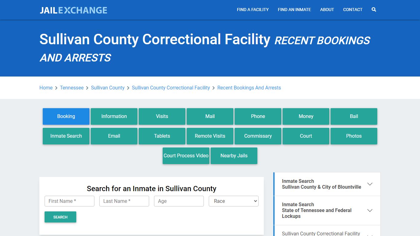 Sullivan County Correctional Facility TN Recent Arrests and Bookings